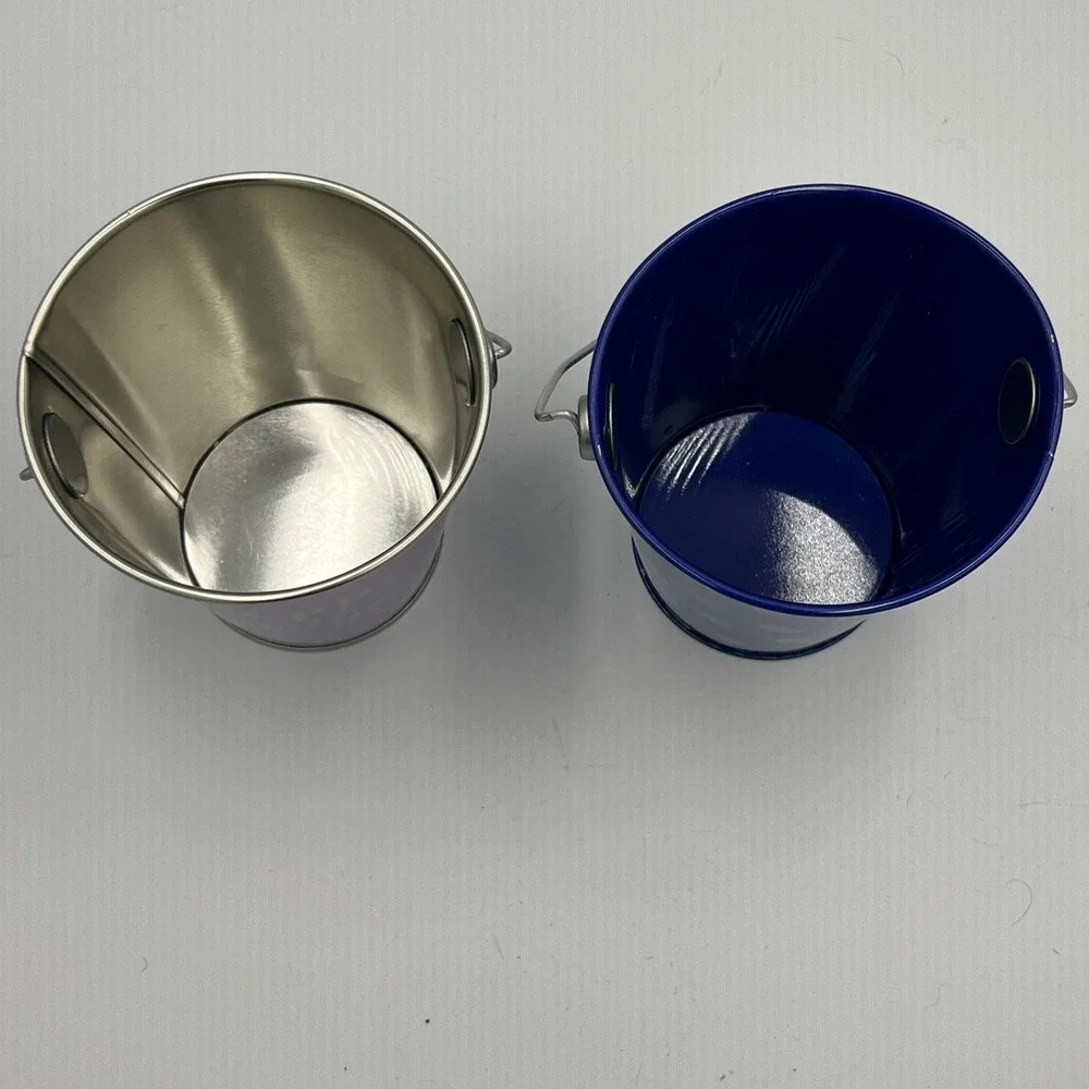 Made For Retail Metal Pails Kids OS Purple Blue Very Good Birthday Polka Dot